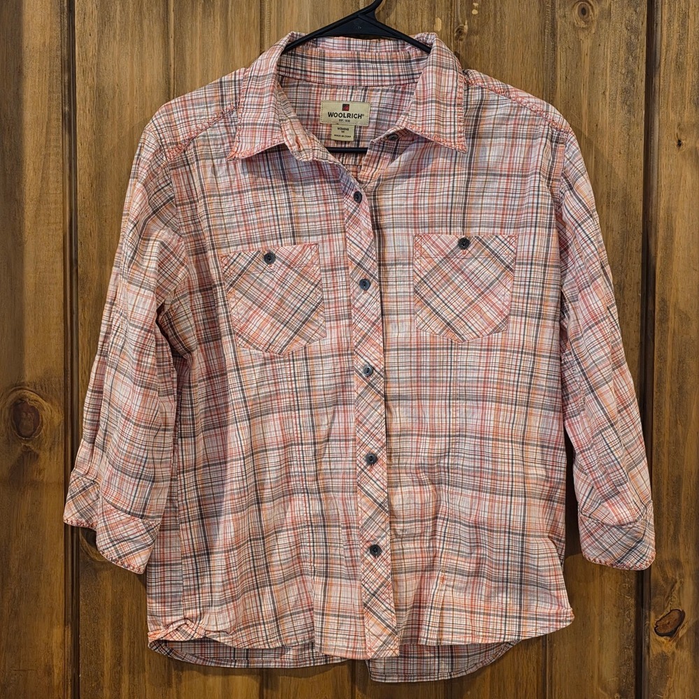 Woolrich‎ Button Up Womens Plaid Flannel Geranium Casual Shirt Everyday Comfort